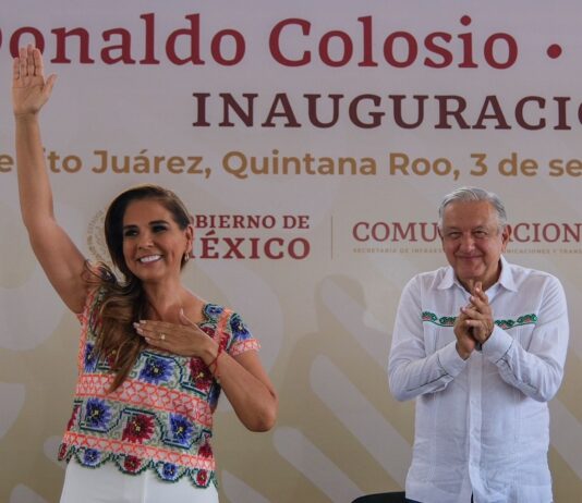 Inauguran Mara Lezama y AMLO el bulevar Colosio y Distribuidor Vial Aeropuerto, en Cancún