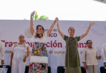 Claudia Sheinbaum brinda en Quintana Roo informe sin precedentes, acompañada de Mara Lezama La gobernadora Mara Lezama acompañó a la Presidenta de México en el evento, en Malecón Tajamar.